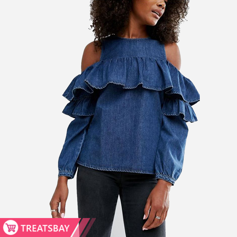 Cold Shoulder Frill Top