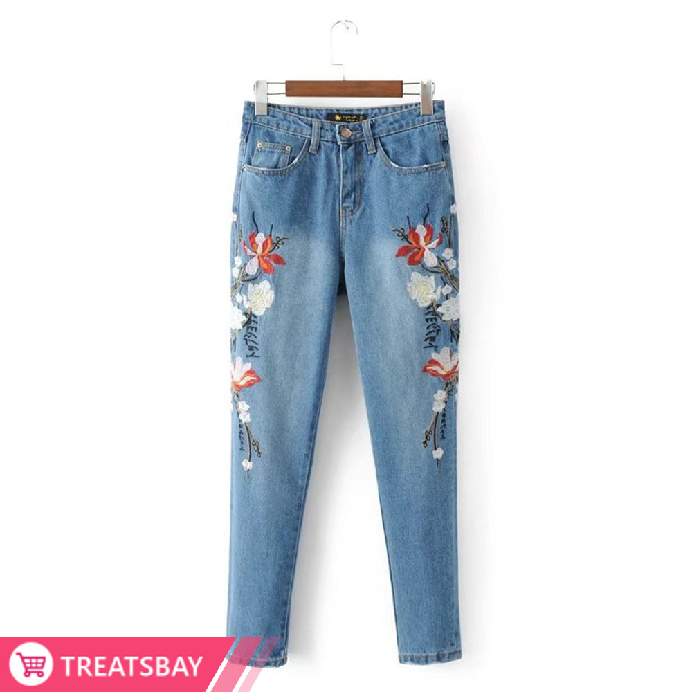 Embroidered Denim Jeans