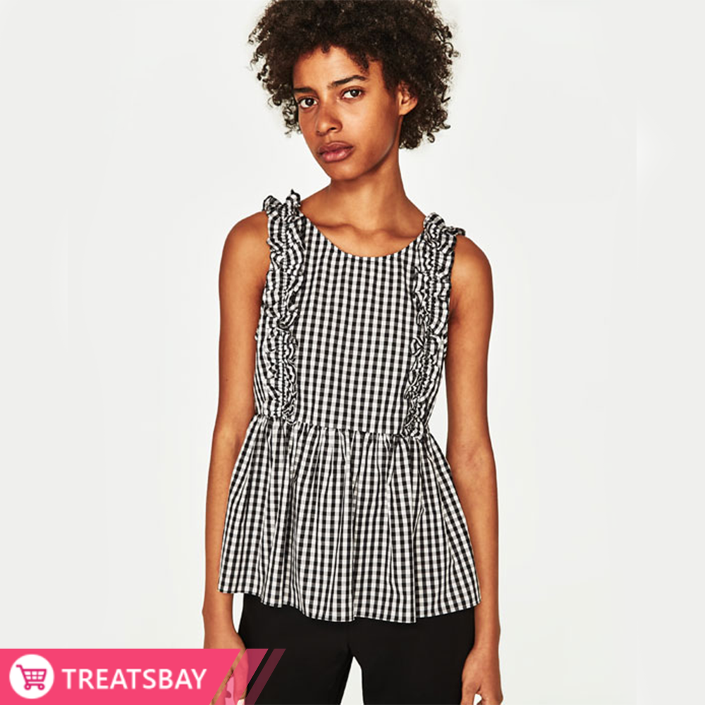Check Ruffle Top