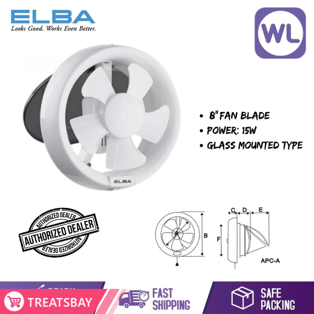 ELBA 8'' EXHAUST FAN EGV-FE0815WH FOR GLASS WINDOW