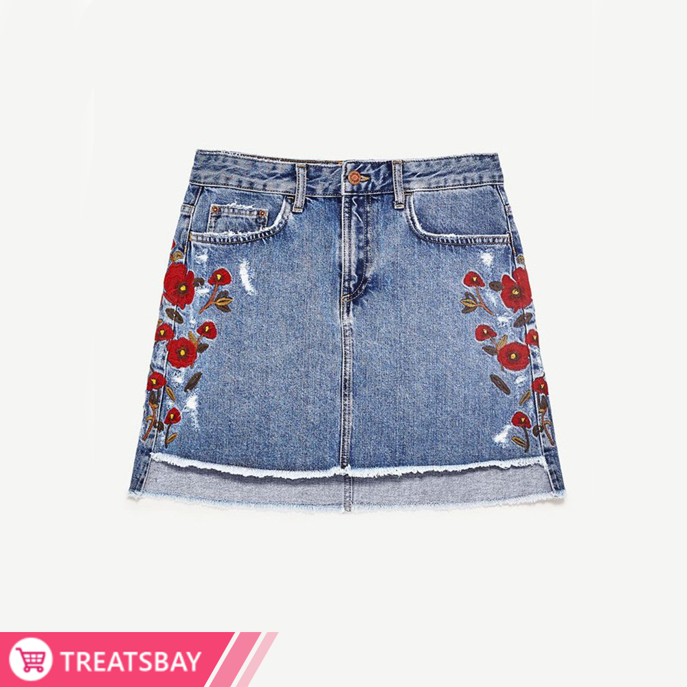 Embroidered Side Floral Skirt