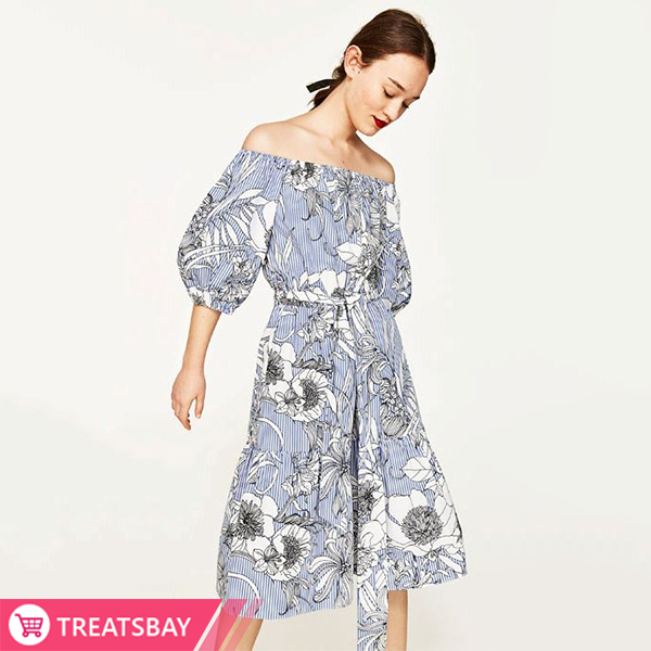 Printed Off Shoulder Dress