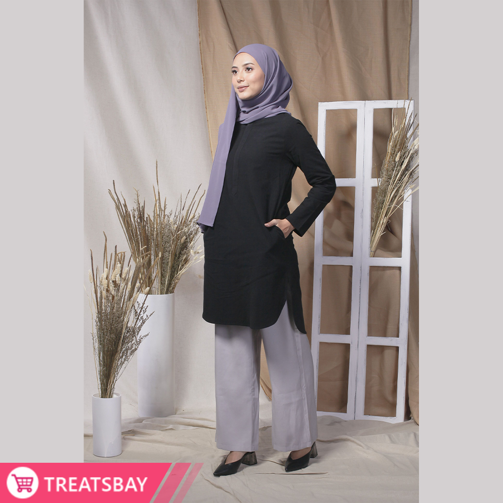 Cotton Tunic Muslimah Modest Wear (Black)