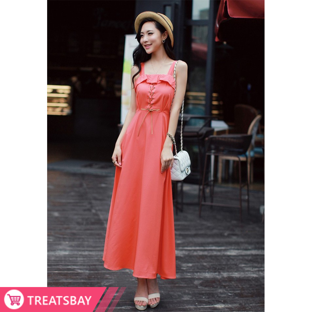 Lace Up Dress (Watermelon)