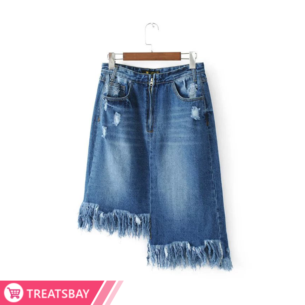 High Low Denim Skirt
