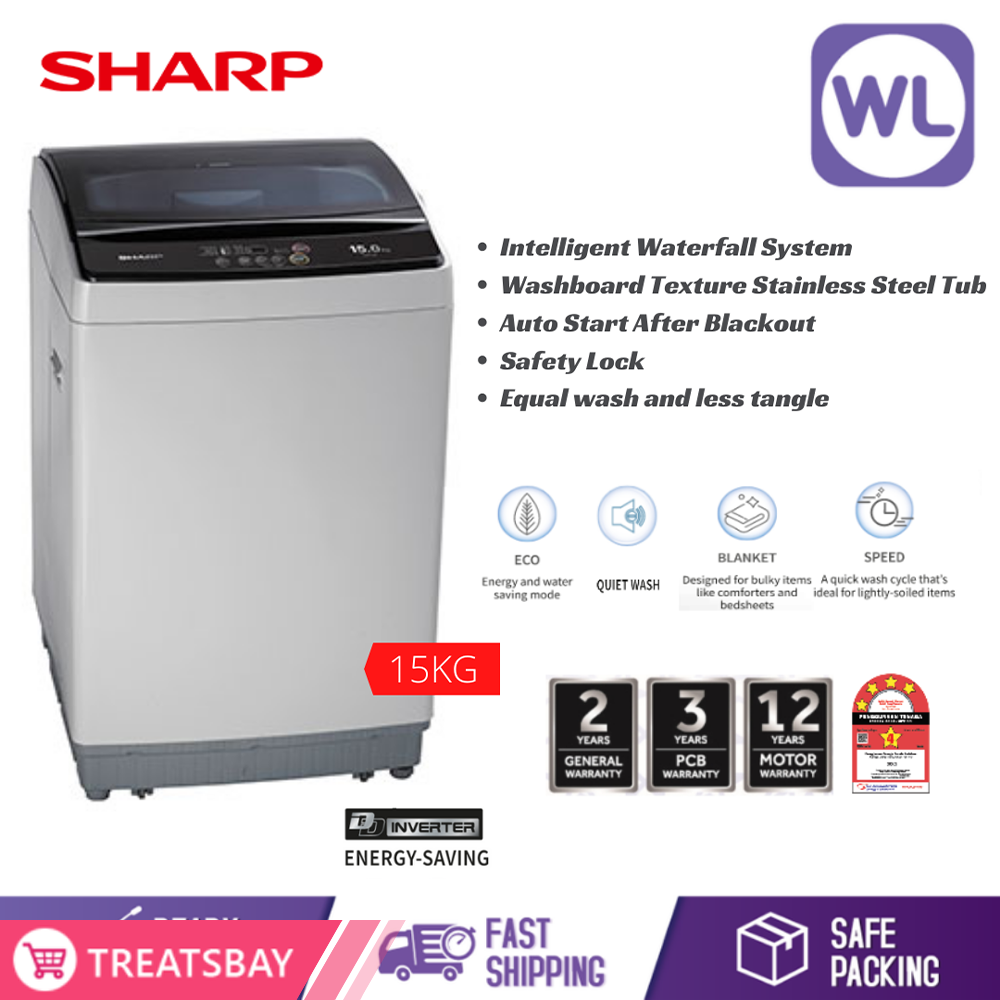 SHARP 15kg FULL AUTO TOP LOAD WASHER ESX156