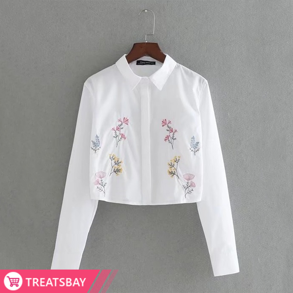 Embroidered Crop Shirt