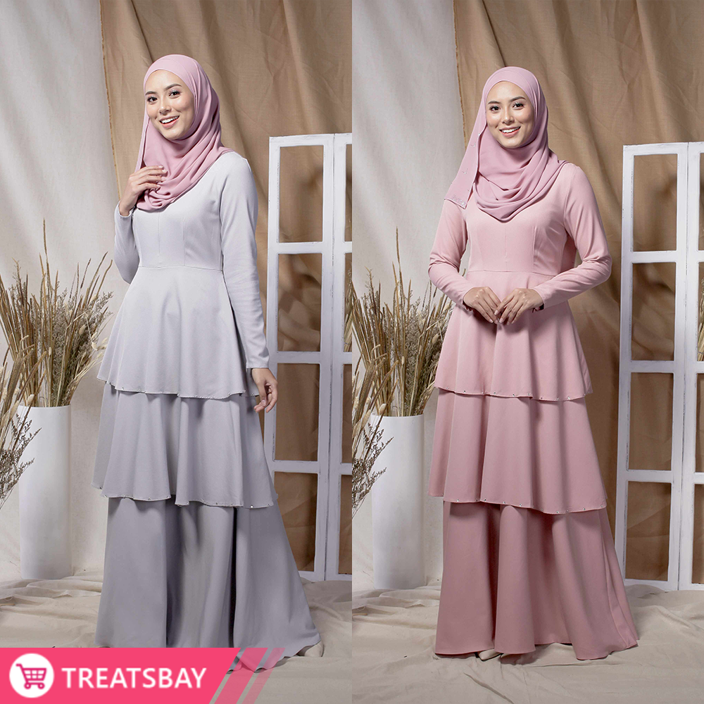 Beads Embellished Tiered Dress Muslimah Modest Wear