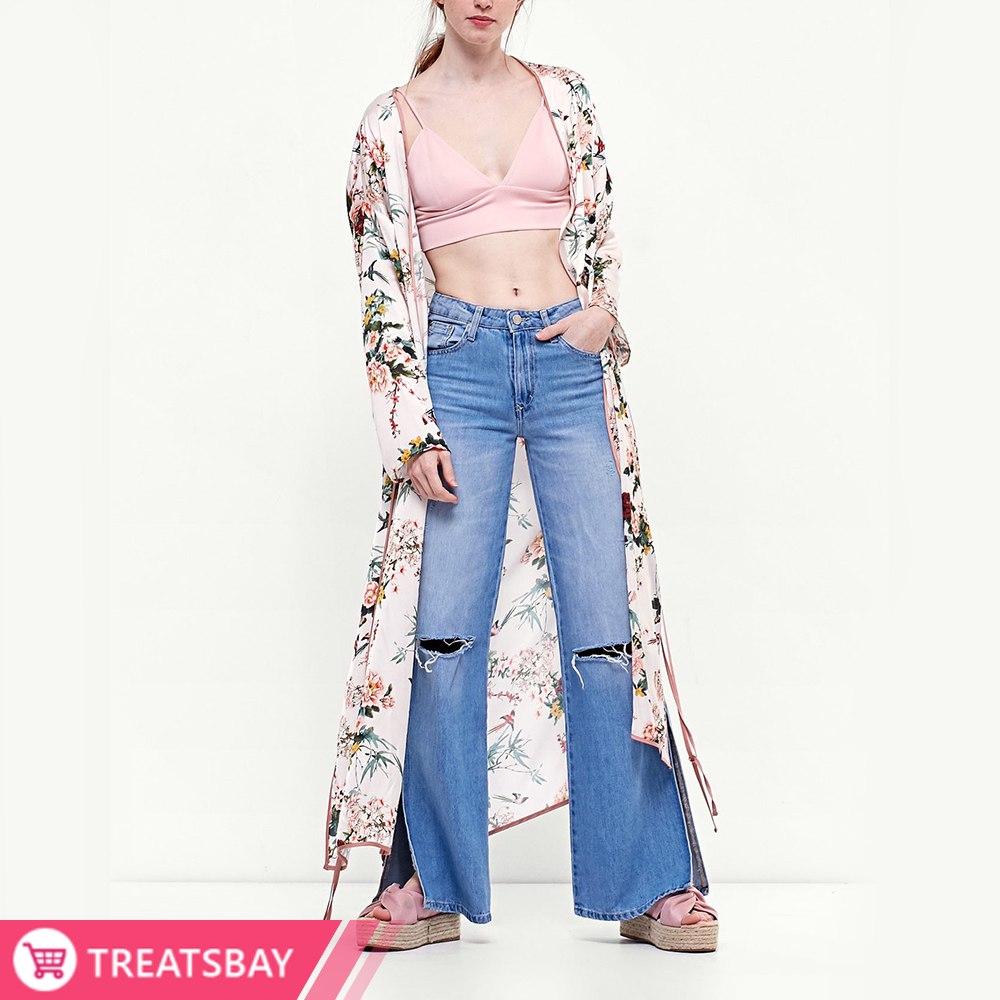 Kimono Cardigan (Pink White)