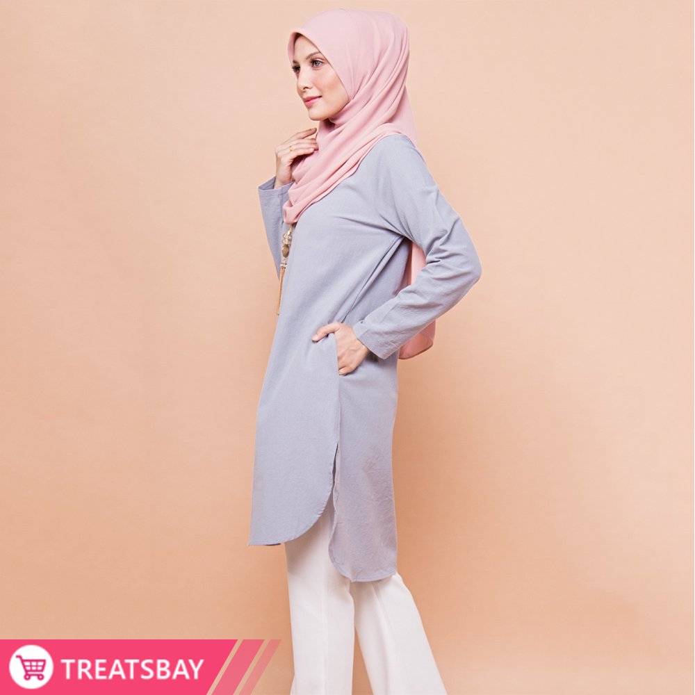 Cotton Tunic Muslimah Modest Wear (Blue Fog)