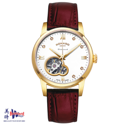 ROMAGO Grand Classic Auto Open Heart Diamond Lux Gents Watch RM073-0482ST-RDGD-6
