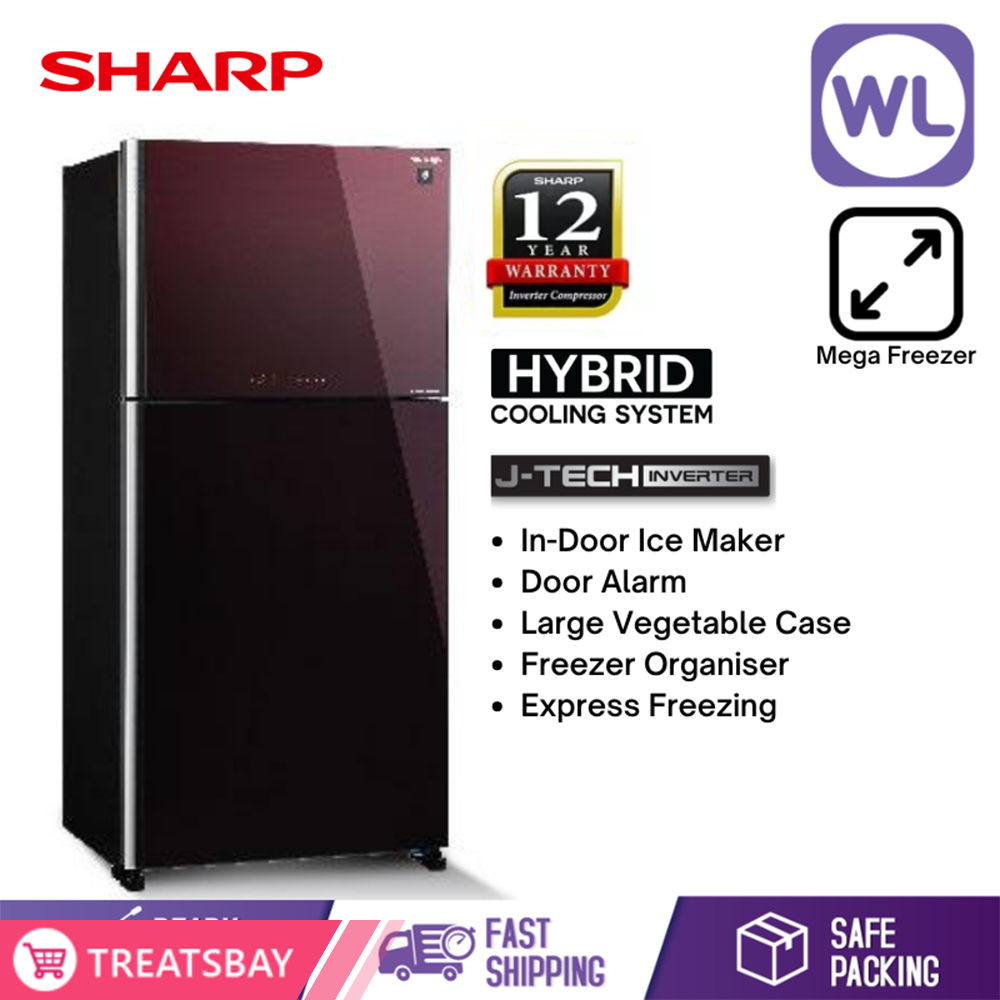 SHARP PELICAN REFRIGERATOR SJP88MFGM (720L/ MAROON)