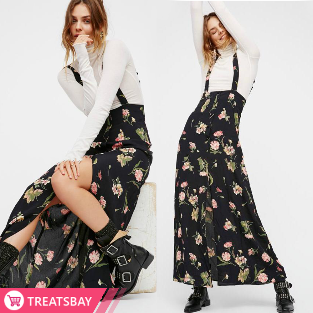 Pinafore Floral Long Skirt