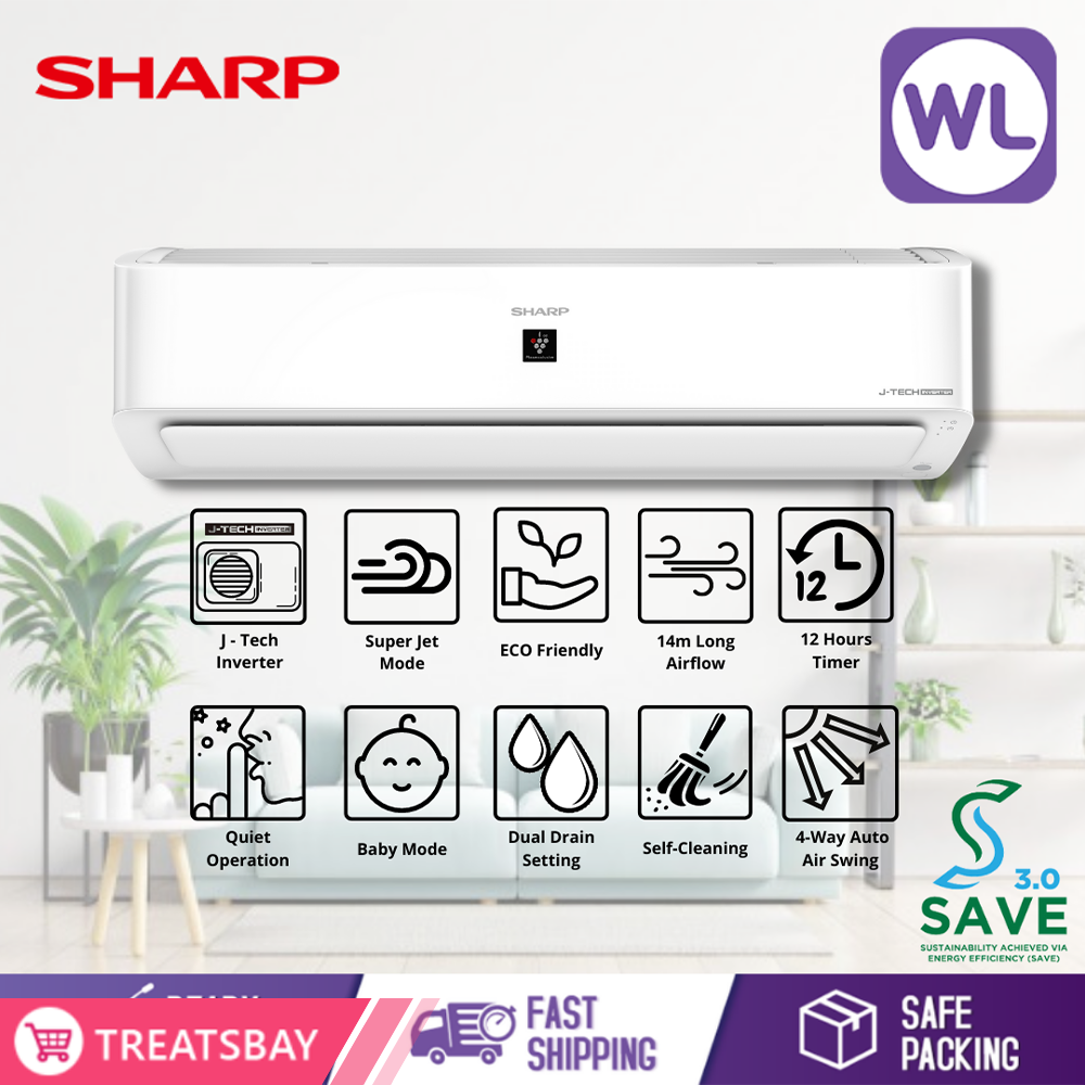SHARP AIR CONDITIONER PLAMACLSUTER J-TECH INVERTER 2.5HP AHXP24YMD
