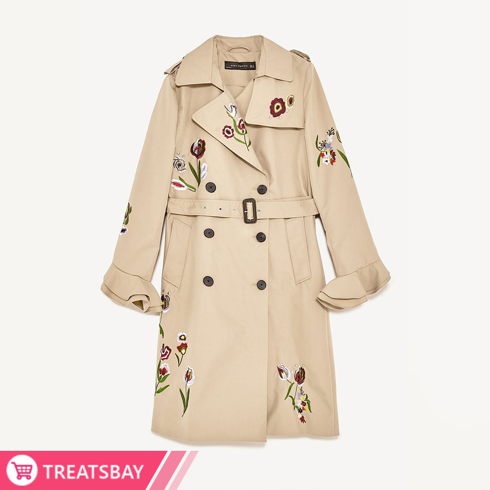Embroidered Trench Coat