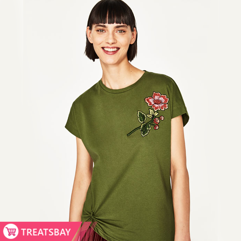 Twisted Floral Embroidered Top