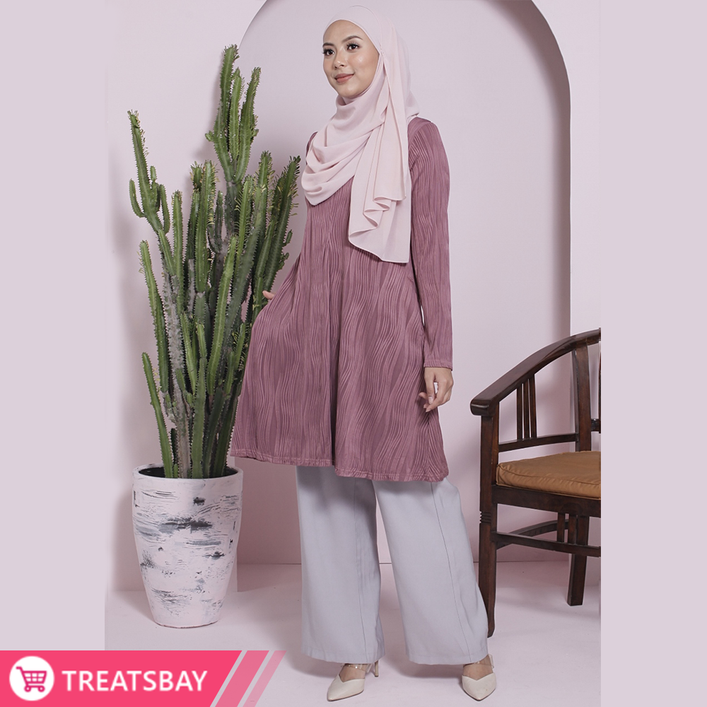 Ironless Textured Tunic Muslimah (Rose Taupe)