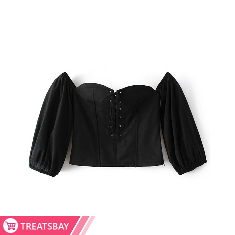 Off Shoulder Lace Up Top