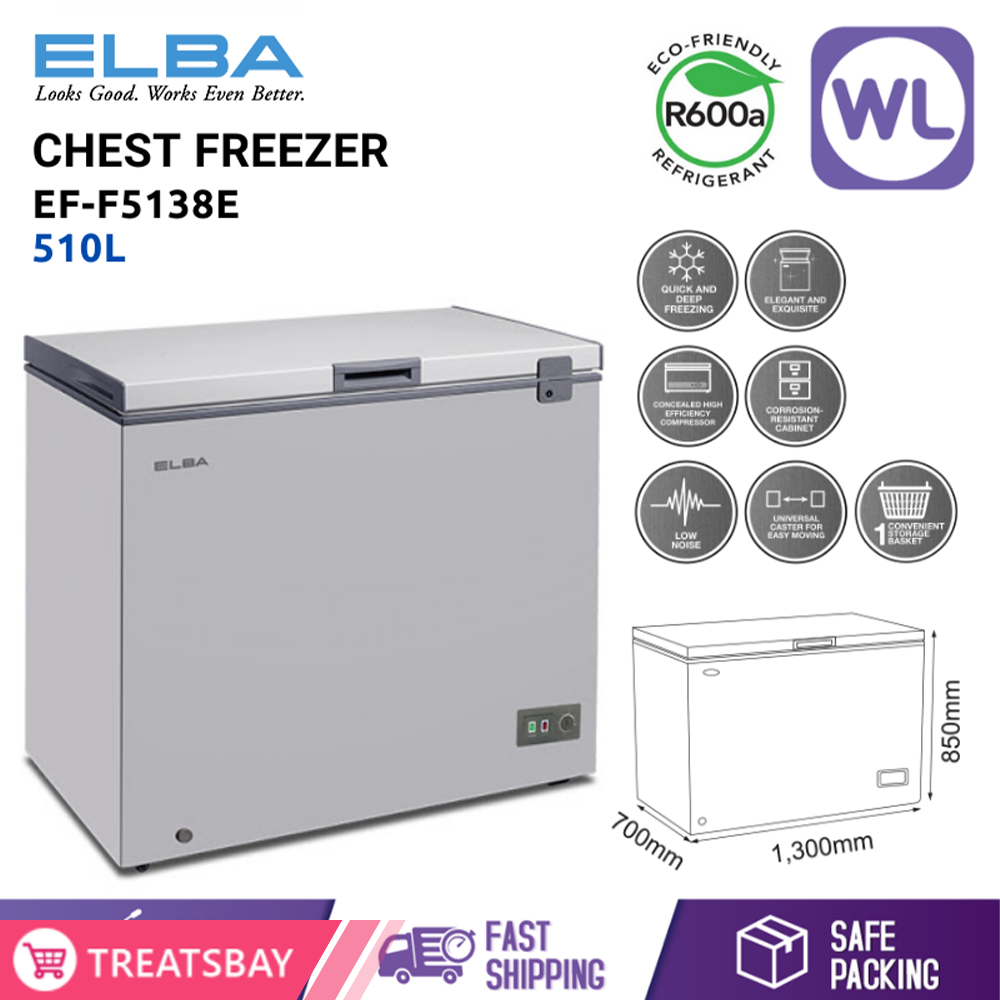ELBA CHEST FREEZER EF-F5138E (510L/ GREY)