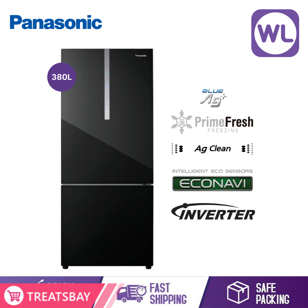 PANASONIC 2-DOOR BOTTOM FREEZER REFRIGERATOR NR-BX421WGKM (380L/ BLACK)