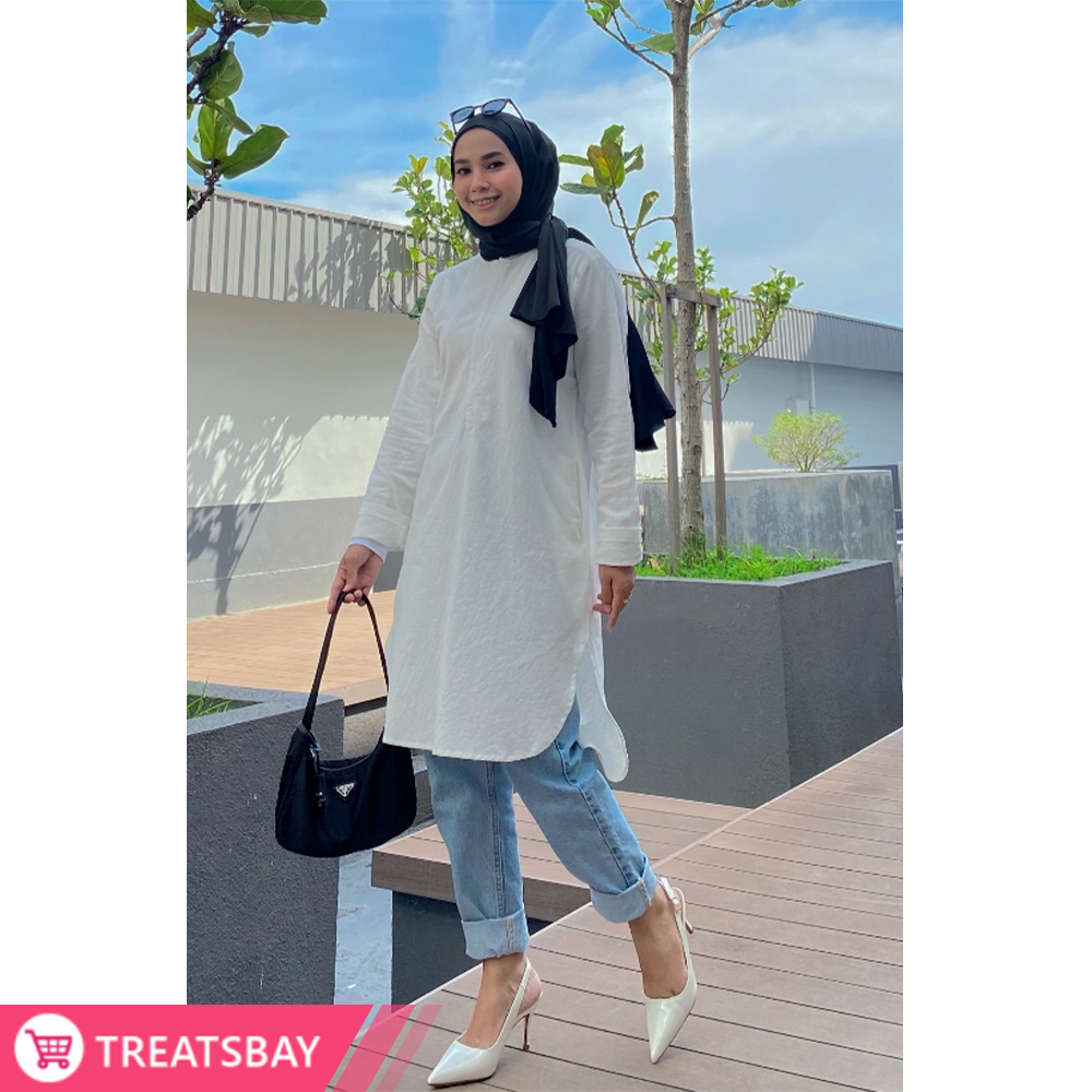 Cotton Tunic Muslimah Modest Wear (White)