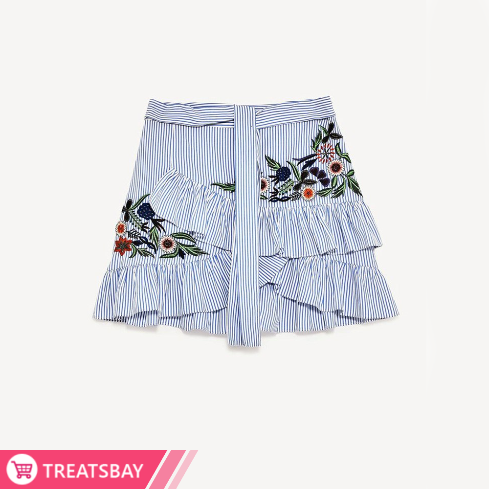 Embroidered Frill Skirt